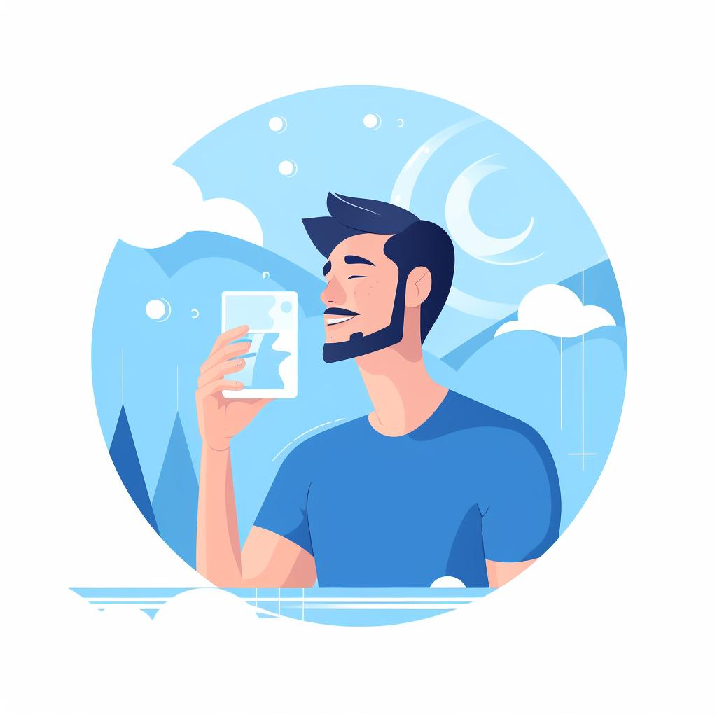 A person drinking a glass of water